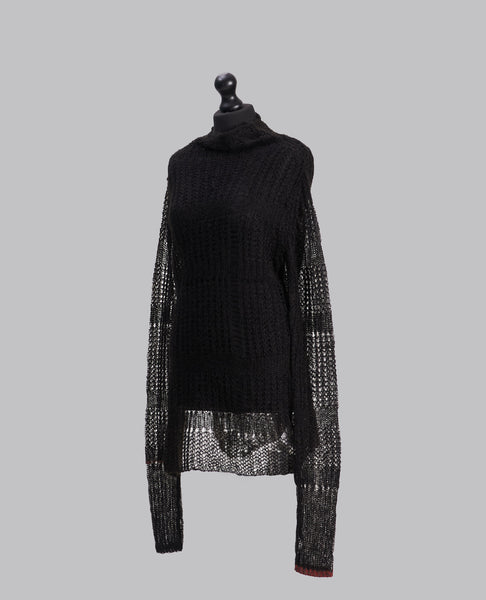 SHEER ASYMMETRY LONG KNIT