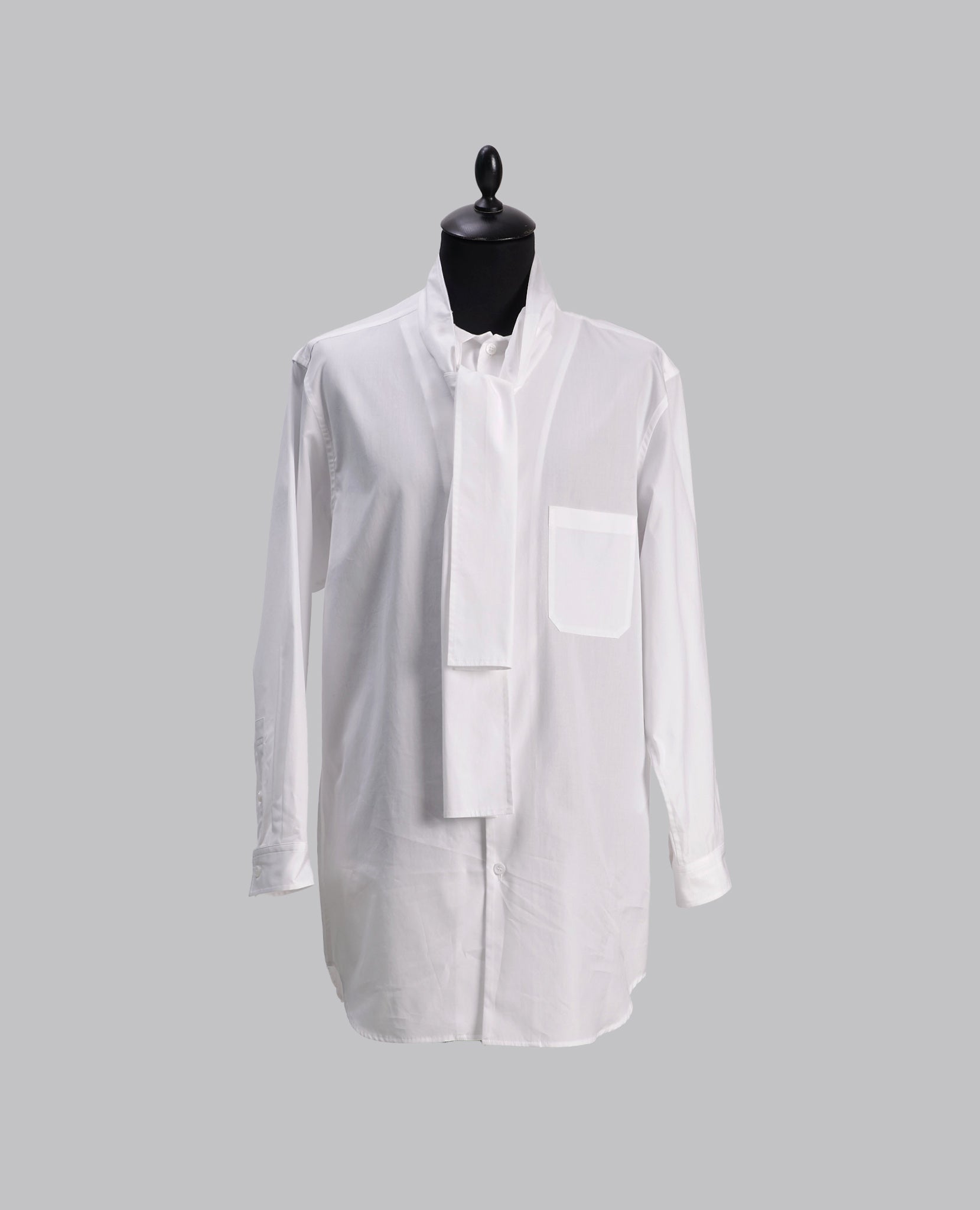 SCARF COLLAR BUTTONED SHIRT WHITE