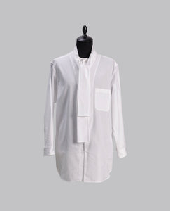SCARF COLLAR BUTTONED SHIRT WHITE