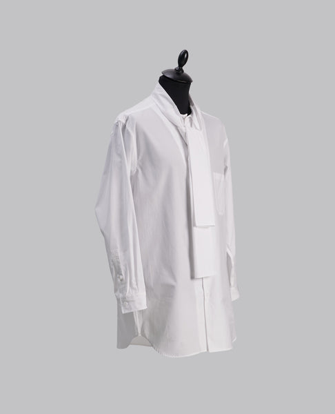 SCARF COLLAR BUTTONED SHIRT WHITE
