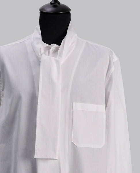 SCARF COLLAR BUTTONED SHIRT WHITE