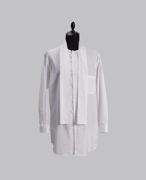 SCARF COLLAR BUTTONED SHIRT WHITE