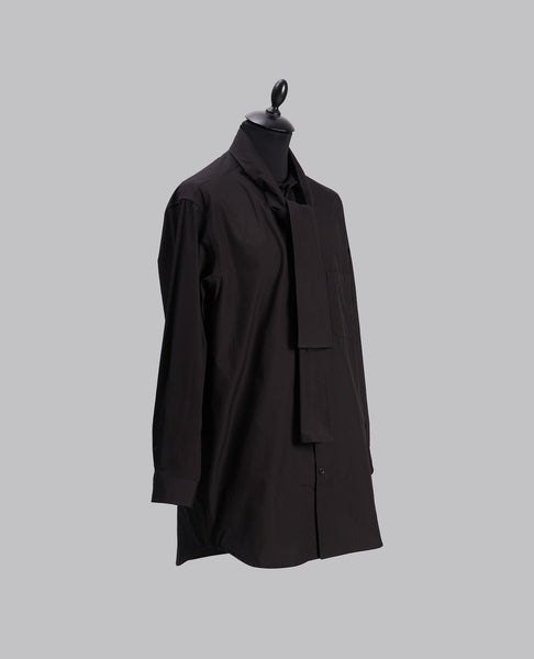 SCARF COLLAR BUTTONED SHIRT BLACK