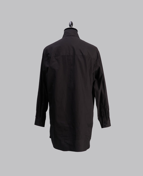 SCARF COLLAR BUTTONED SHIRT BLACK