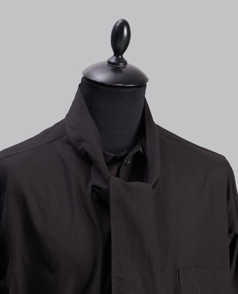 SCARF COLLAR BUTTONED SHIRT BLACK