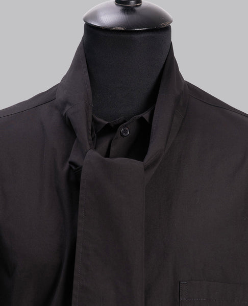 SCARF COLLAR BUTTONED SHIRT BLACK