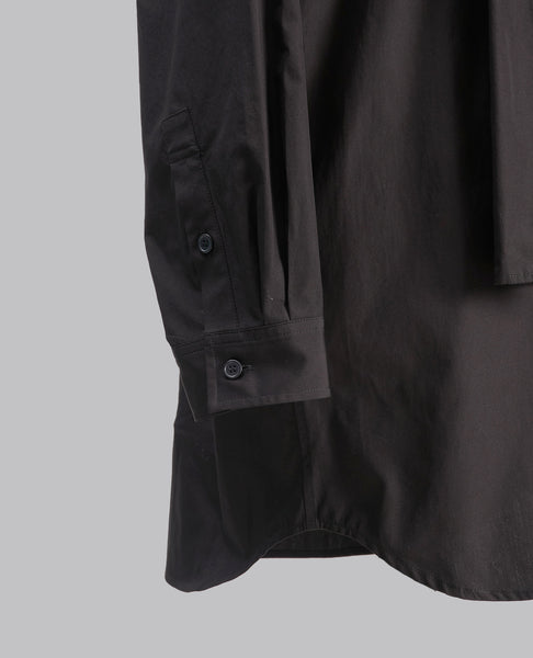 SCARF COLLAR BUTTONED SHIRT BLACK