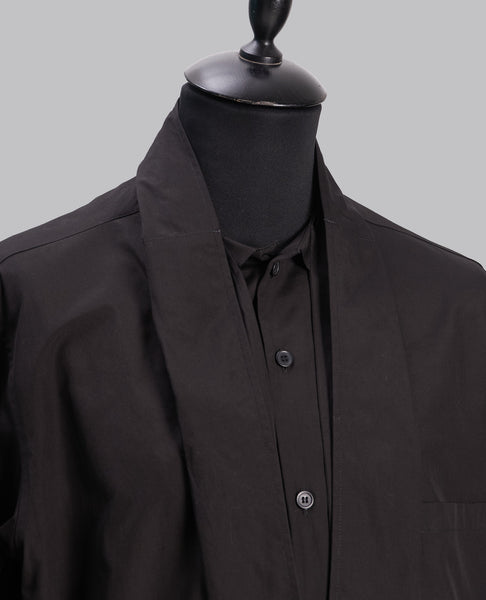 SCARF COLLAR BUTTONED SHIRT BLACK