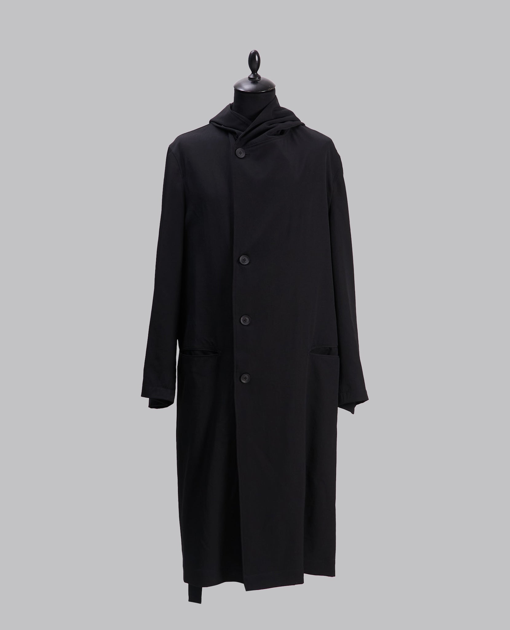 WOOL GABARDINE HOODED COAT