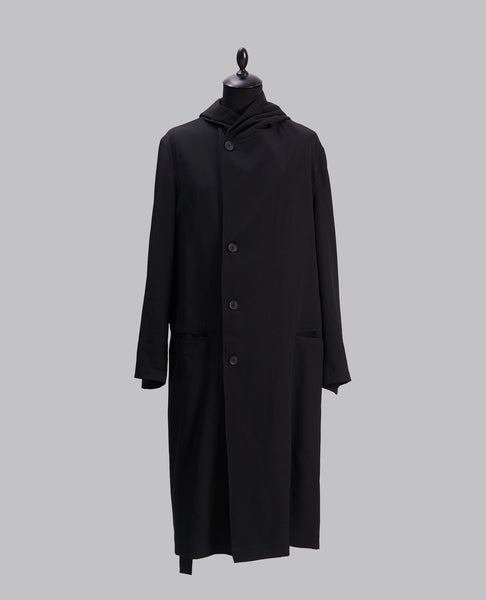 WOOL GABARDINE HOODED COAT