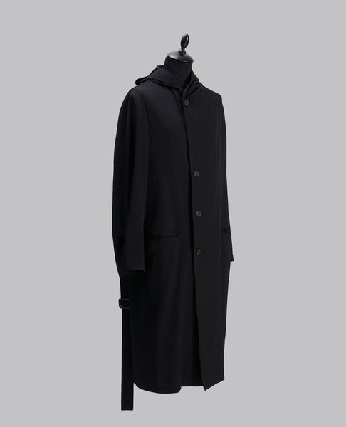 WOOL GABARDINE HOODED COAT