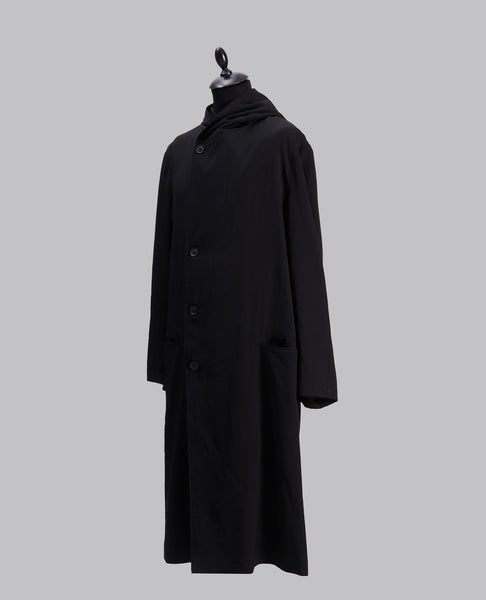 WOOL GABARDINE HOODED COAT