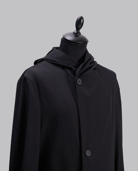 WOOL GABARDINE HOODED COAT