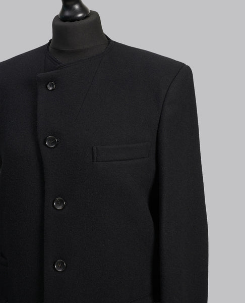 RAW NECK WOOL COAT