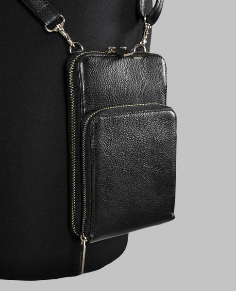 DOUBLE ZIP LEATHER PHONE CASE